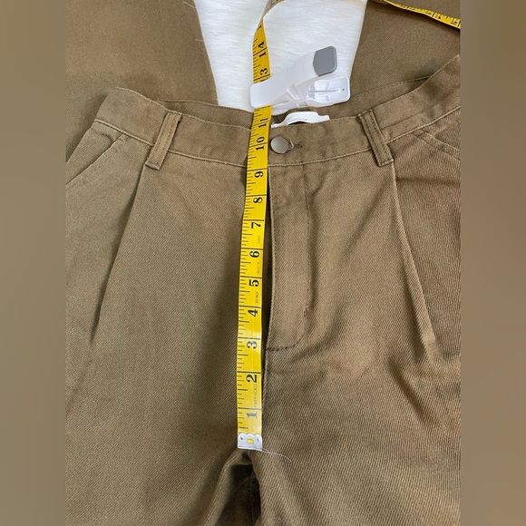 Oak and Fort Twill Pleated Barrel leg Olive Brown Pants - Picture 6 of 10